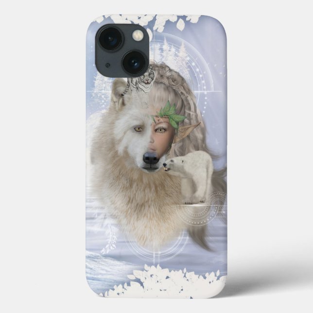 Funda De Case-Mate Para iPhone Awesome polarwolf with fairy, polarbear and snow t (Reverso)