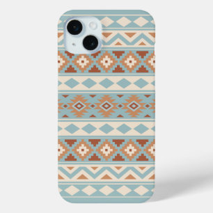 Funda Para iPhone 15 Mini Aztec Essence Ptn IIIb Blue Cream Terracottas