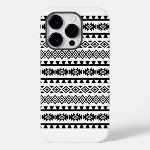 Funda Para iPhone 14 Pro De Case-Mate Azteca estilizado Gran Patrón II Negro sobre Blanc
