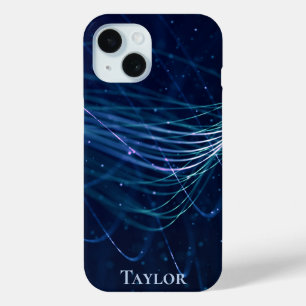 Funda Para iPhone 15 Azul abstracto moderno personalizado
