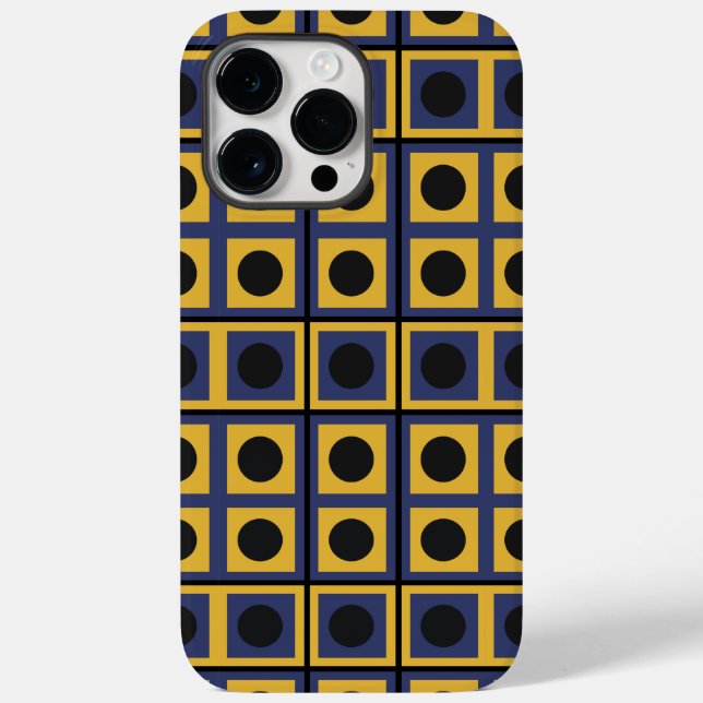 Funda De Case-Mate Para iPhone Azul Amarillo Negro Cuadrado Círculo Geométrico (Reverso )