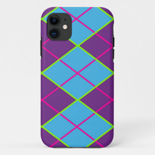 Funda Para iPhone 11 Azul argyle y púrpura