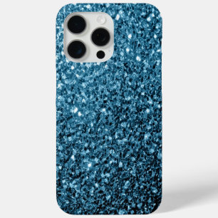 Funda Para iPhone 15 Pro Max Azul bebé purpurina brillo destellos