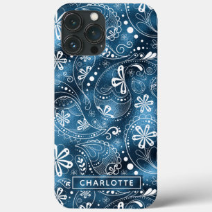 Funda Para iPhone 13 Pro Max Azul Brillo Moderno Femenino Personalizado de Pais