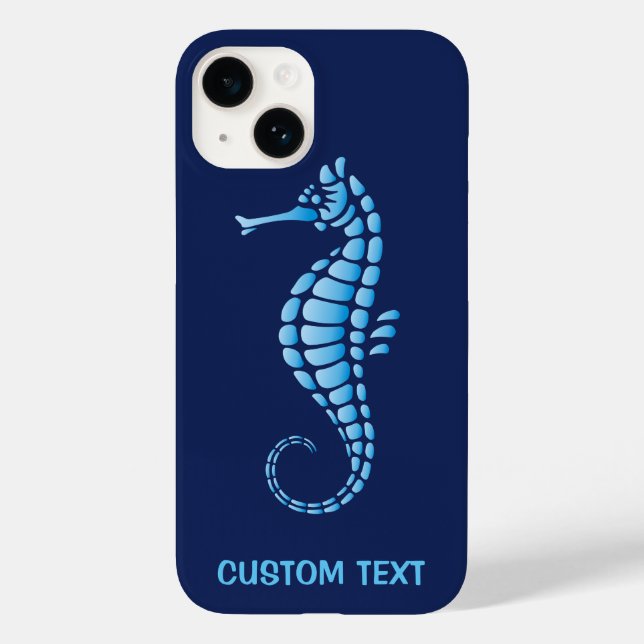 Funda De Case-Mate Para iPhone Azul caballito de mar (Reverso )
