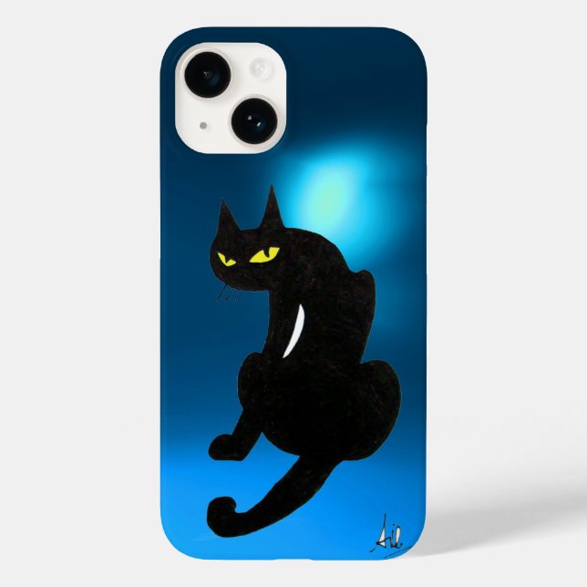 Funda De Case-Mate Para iPhone azul CAT NEGRO (Reverso )