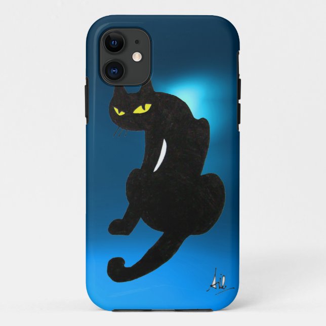 Funda De Case-Mate Para iPhone azul CAT NEGRO (Reverso)