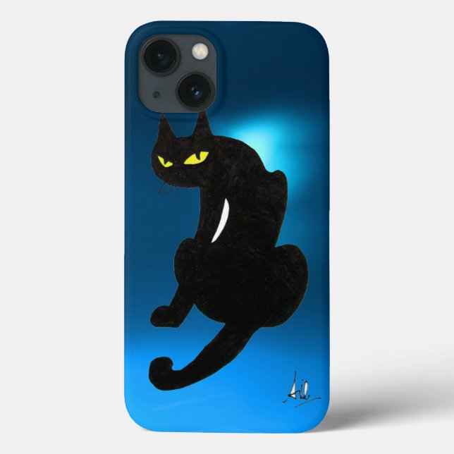 Funda De Case-Mate Para iPhone azul CAT NEGRO (Reverso)