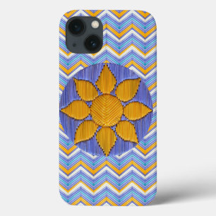 Funda Para iPhone 13 Azul Chevron del girasol