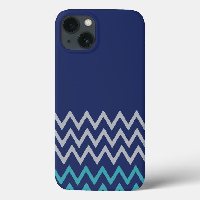 Funda De Case-Mate Para iPhone Azul chevron zigzag franjas zig zag preppy patrón (Reverso)