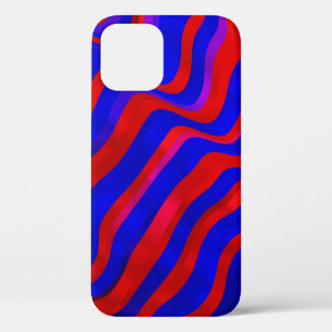 Funda Para iPhone 12 Azul claro, textura roja con líneas irregulares. G