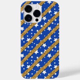 FUNDA PARA iPhone 14 PRO MAX DE Case-Mate AZUL CON ESTRELLAS BLANCAS Y CAJAS DE ORO