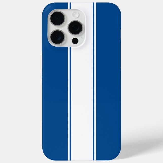 Funda De Case-Mate Para iPhone Azul con franja de Carreras blanca (Reverso )
