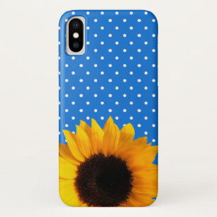 Funda Para iPhone X Azul con puntos de polka y Funda de iPhone X de gi