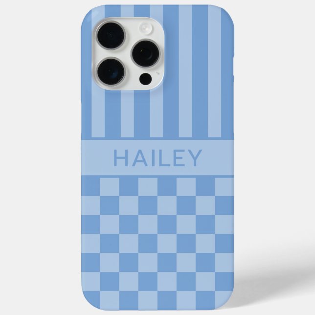 Funda De Case-Mate Para iPhone Azul Cuadros Rayas Personalizado (Reverso )