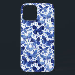 Funda Para iPhone 12 Azul de agua de mariposas<br><div class="desc">Pintura de mariposa color azul y blanco índigo. Proteja y proteja su teléfono al mismo tiempo!</div>