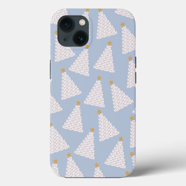 Funda De Case-Mate Para iPhone Azul de árbol de Navidad (Reverso )