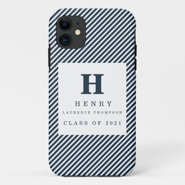 Funda De Case-Mate Para iPhone azul DE GRADUACIÓN INICIAL (Reverso)
