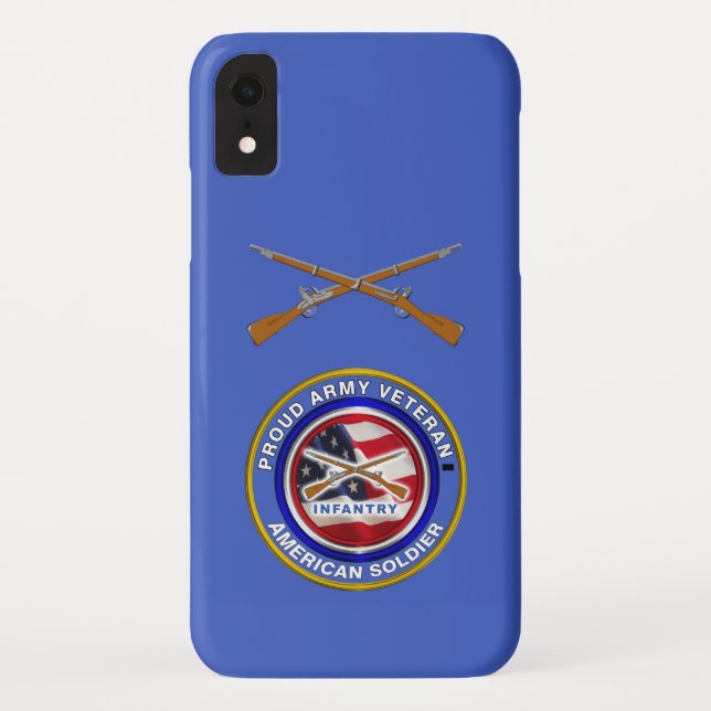 Funda De Case-Mate Para iPhone Azul de infantería de soldado de infantería vetera (Reverso)