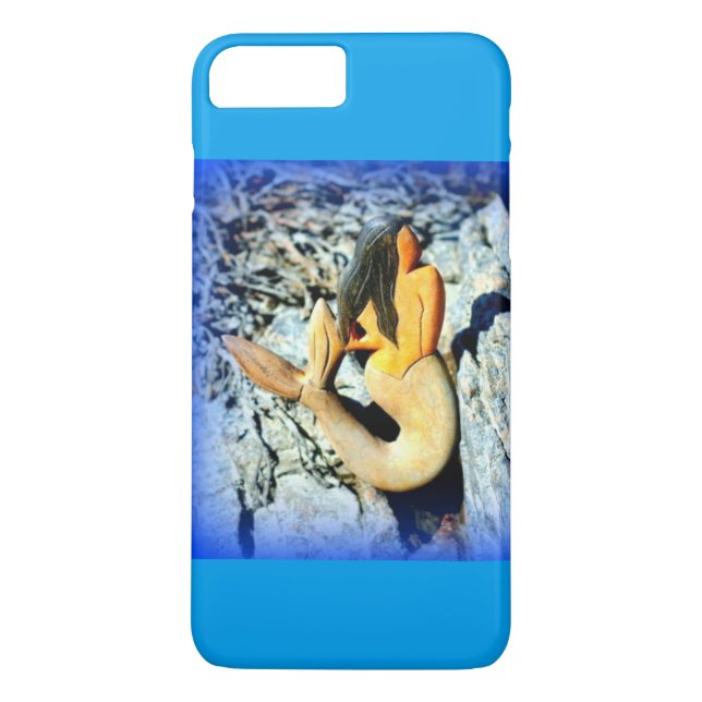 Funda De Case-Mate Para iPhone azul de sirena de pelo negro (Reverso)