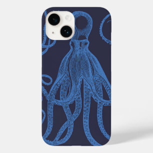 Funda Para iPhone 14 De Case-Mate Azul del Octopus antiguo sobre el azul