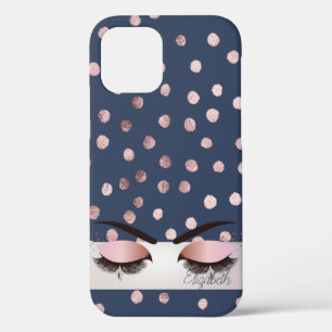 Funda Para iPhone 12 Azul Encantador Chic, Confeti, Pestañas Postizas G