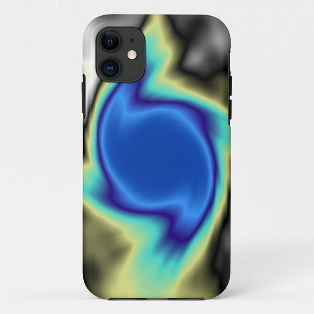 Funda De Case-Mate Para iPhone Azul espiral fractal abstracto (Reverso)
