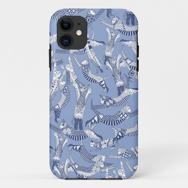 Funda De Case-Mate Para iPhone azul fiesta del gato (Reverso)