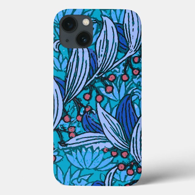 Funda De Case-Mate Para iPhone Azul Floral Antiguo Boho Moderno (Reverso)
