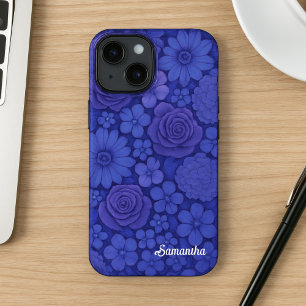 Funda Para iPhone 14 De Case-Mate Azul Floral Elegante Botánico
