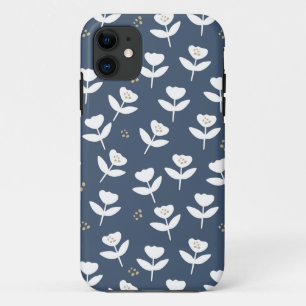 Funda Para iPhone 11 Azul floral y Bonito blanco