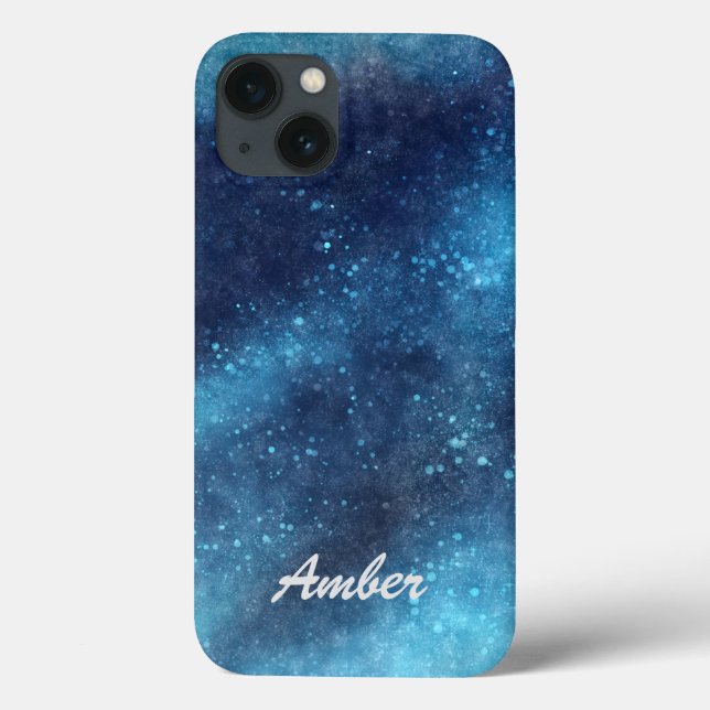 Funda De Case-Mate Para iPhone Azul Galaxy Brillo Abstracto Personalizado (Reverso)