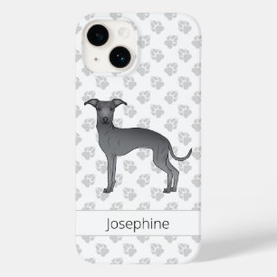 Funda Para iPhone 14 De Case-Mate Azul Italiano Greyhound Cute Perro con Nombre Pers