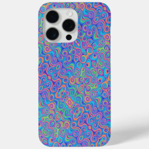 Funda Para iPhone 15 Pro Max Azul, Lime Verde, Púrpura, Patrón De Giro Naranja