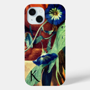 FUNDA PARA iPhone 15 AZUL MAÑANA GLORIES FLORAL MONOGRAMA