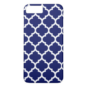 Funda Para iPhone 8 Plus/7 Plus Azul marino DIY BG Quatrefoil marroquí blanco #5