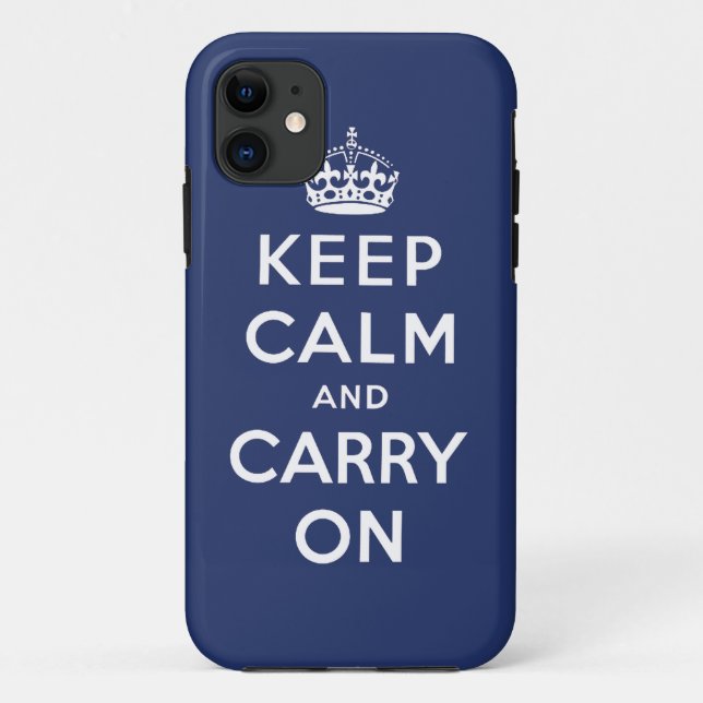 Funda De Case-Mate Para iPhone Azul marino mantenga tranquilo y continúe el caso (Reverso)