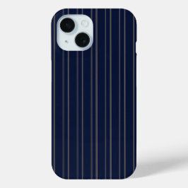 Funda Para iPhone 15 Azul Marino Marfil Dorado Pinstripes