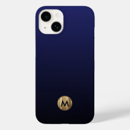 Funda Para iPhone 14 De Case-Mate Azul marino Monograma de oro cepillado de lujo