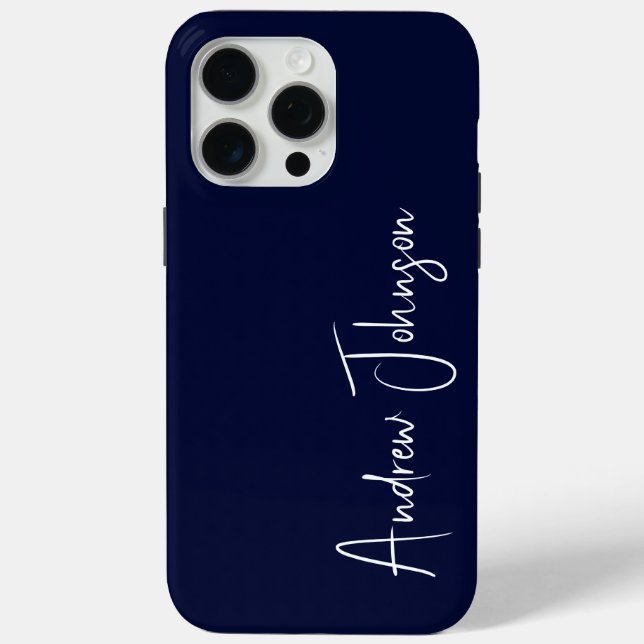 Funda De Case-Mate Para iPhone Azul marino monogramado (Reverso )