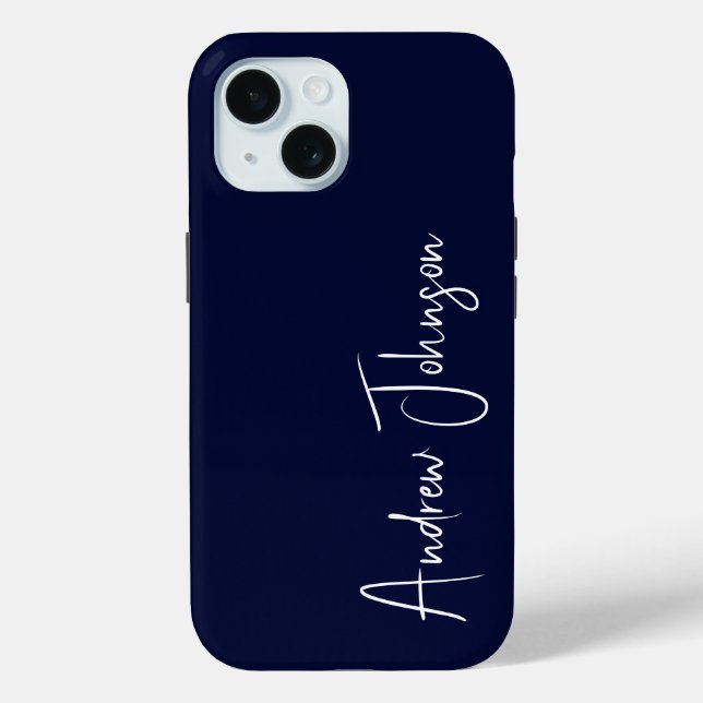 Funda De Case-Mate Para iPhone Azul marino monogramado (Reverso )