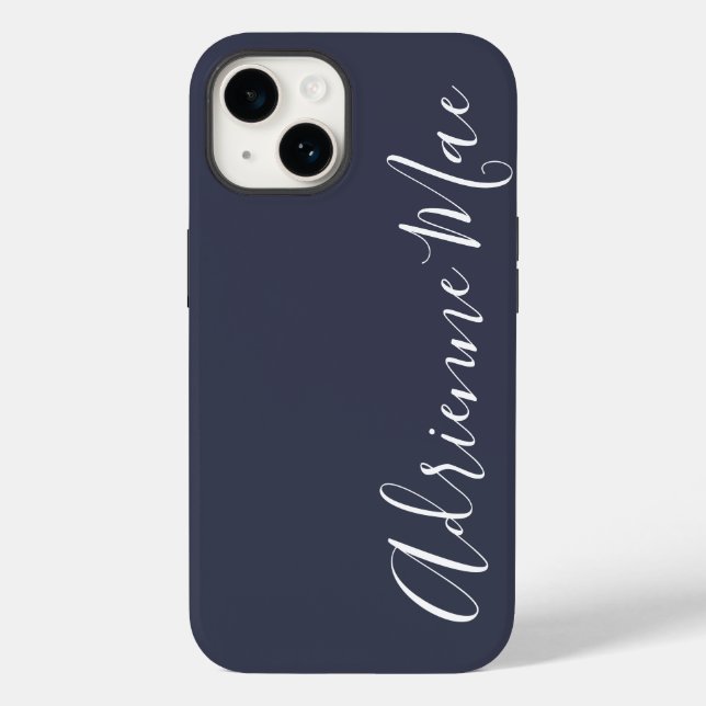 Funda De Case-Mate Para iPhone Azul marino simplemente personalizado (Reverso )