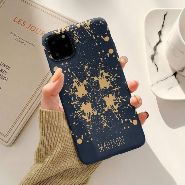 Funda De Case-Mate Para iPhone Azul Marino y Patrón Celestial Dorado (Subido por el creador)
