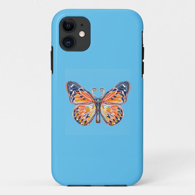 Funda De Case-Mate Para iPhone Azul mariposa (Reverso)