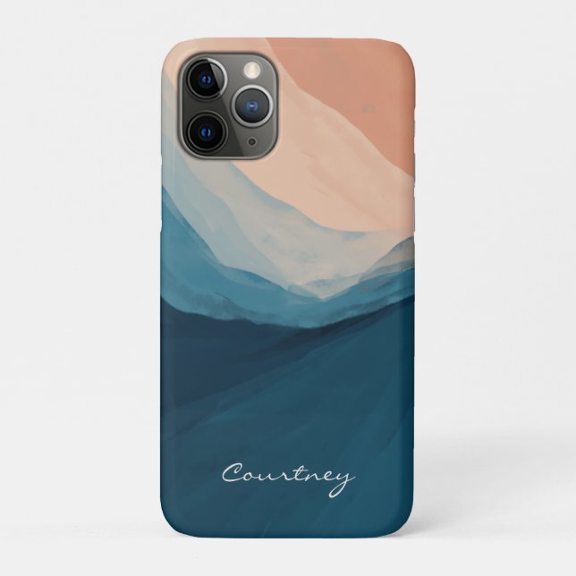Funda De Case-Mate Para iPhone Azul moderno Personalizado Añadir tu nombre (Reverso)