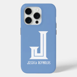 Funda Para iPhone 15 Pro Azul monograma mínimo