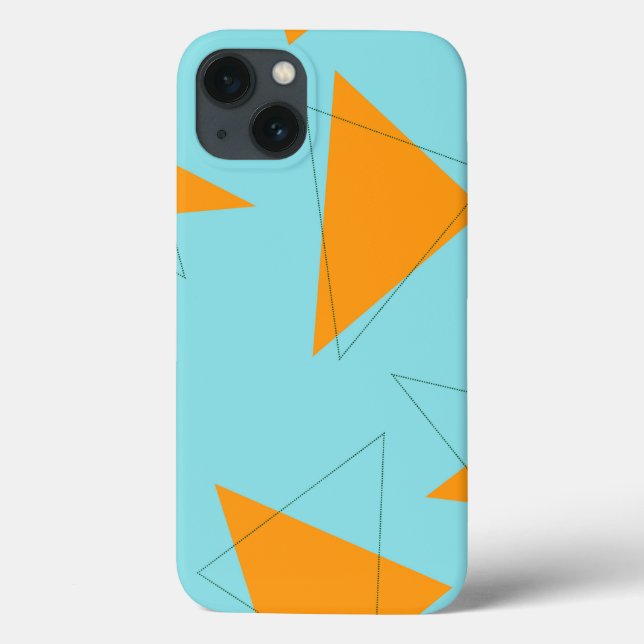 Funda De Case-Mate Para iPhone Azul, naranja, fresco, de moda, moderno patrón tri (Reverso)