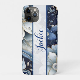 Funda Para iPhone 11 Pro Azul oscuro floral