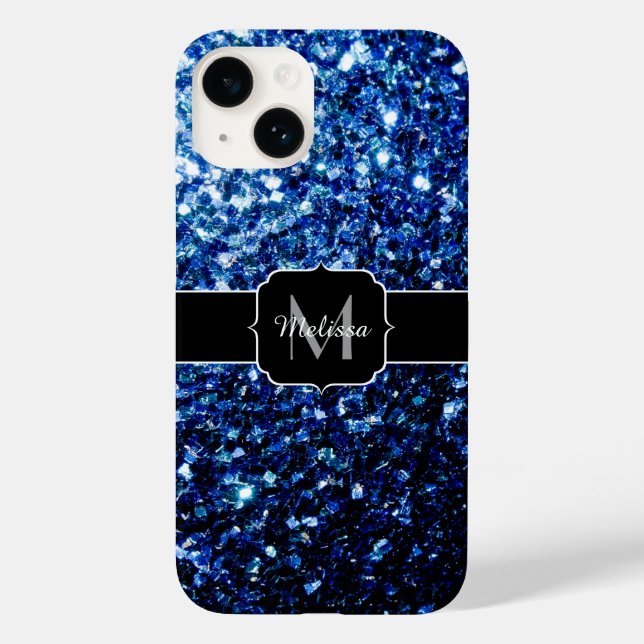 Funda De Case-Mate Para iPhone Azul oscuro profundo brillante falso brillo destel (Reverso )