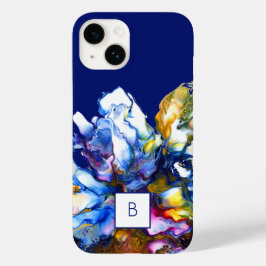 Funda Para iPhone 14 De Case-Mate Azul oscuro Resumen arte fluido monogramado